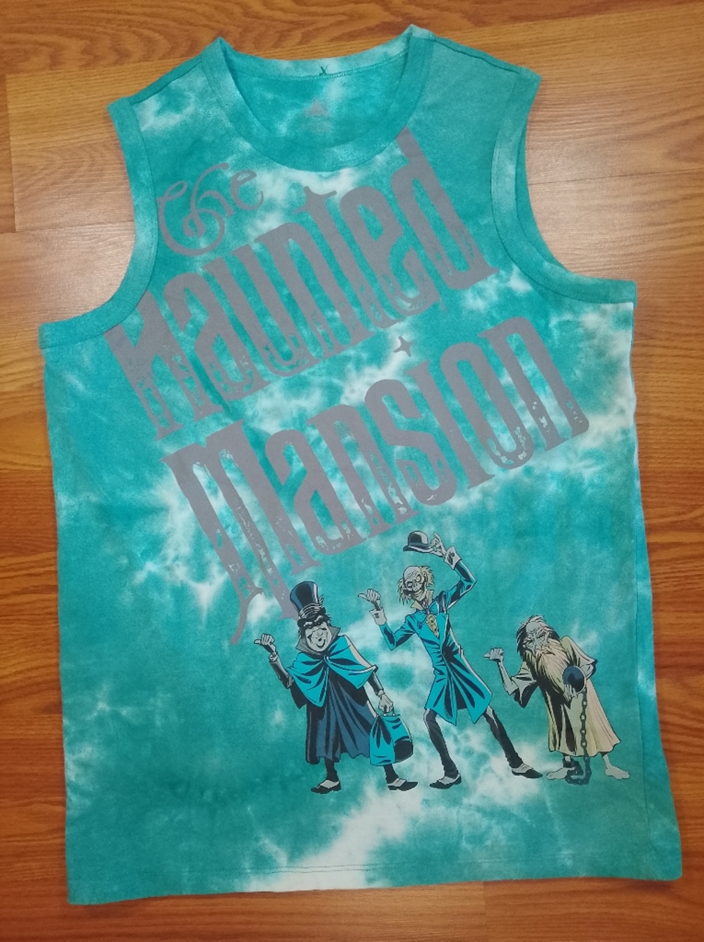 Disney Haunted Mansion Shirt Mens S Blue Tie Dye Hitchhiking Ghosts Sleeveless